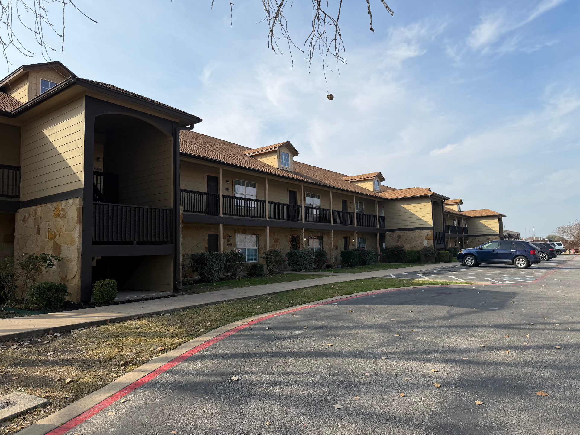 View across the property from the parking lot