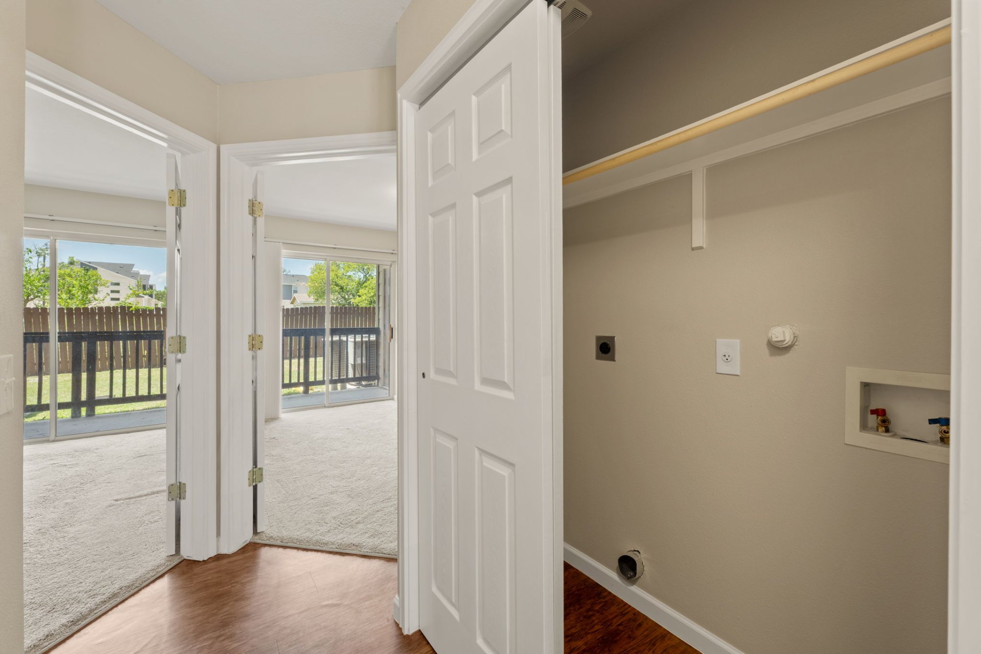 In-home washer and dryer hookup closet